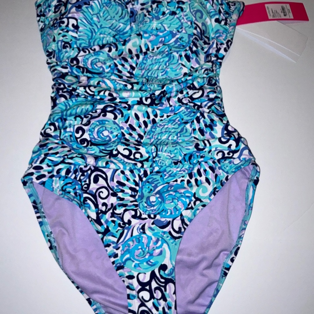 Lilly Pulitzer NWT Flamenco One Piece Swimsuit Light Aqua Spritz Size 0 - Picture 11 of 16